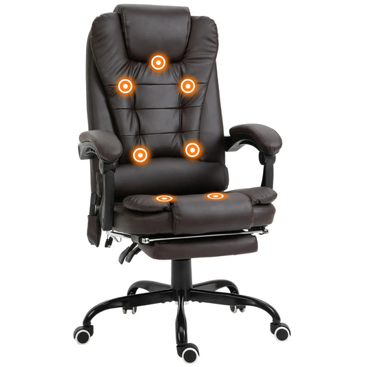 7-Point Vibrating Massage Chair, Reclining Office Chair, Adjustable Height, Brown Massage Chairs Brown at Gallery Canada