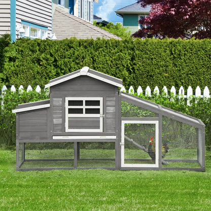 79" Wooden Chicken Coop, Hen House, Poultry Habitat, Grey Chicken Coops at Gallery Canada