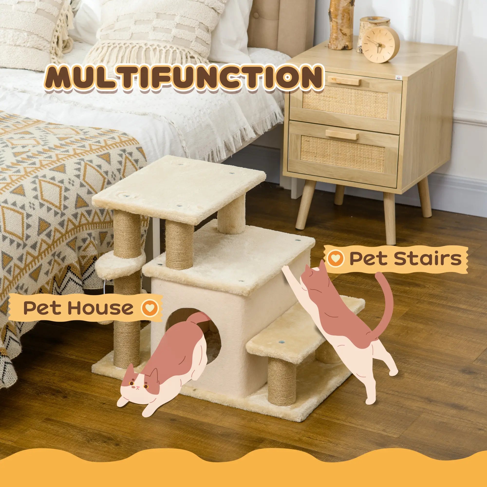 Cat Stairs with Scratching Posts, 23.6