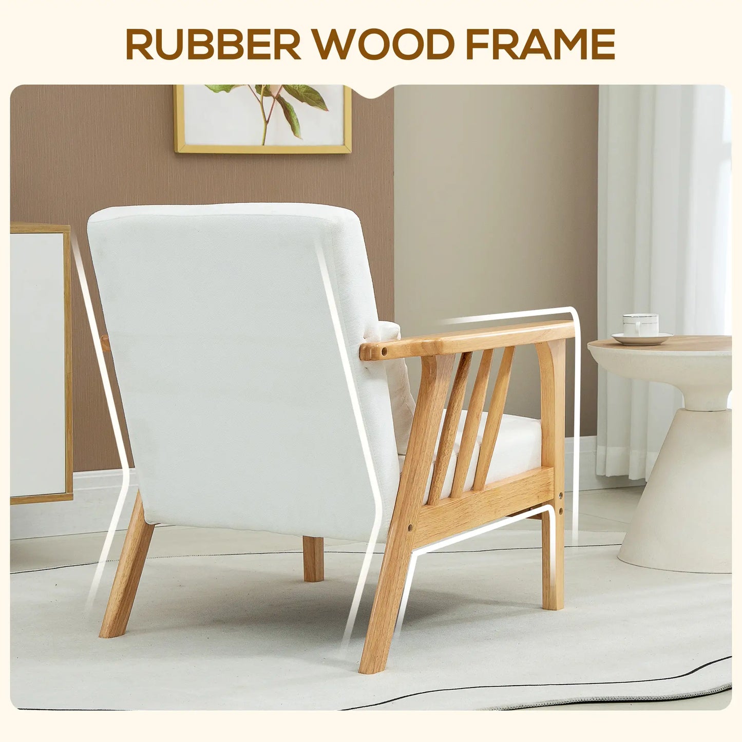 Upholstered Lounge Chair, Rubber Wood Frame, White Accent Chairs at Gallery Canada