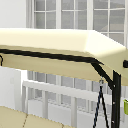 Convertible Patio Swing Bed with Canopy, 3 Seater, Beige Porch Swings with Canopy at Gallery Canada