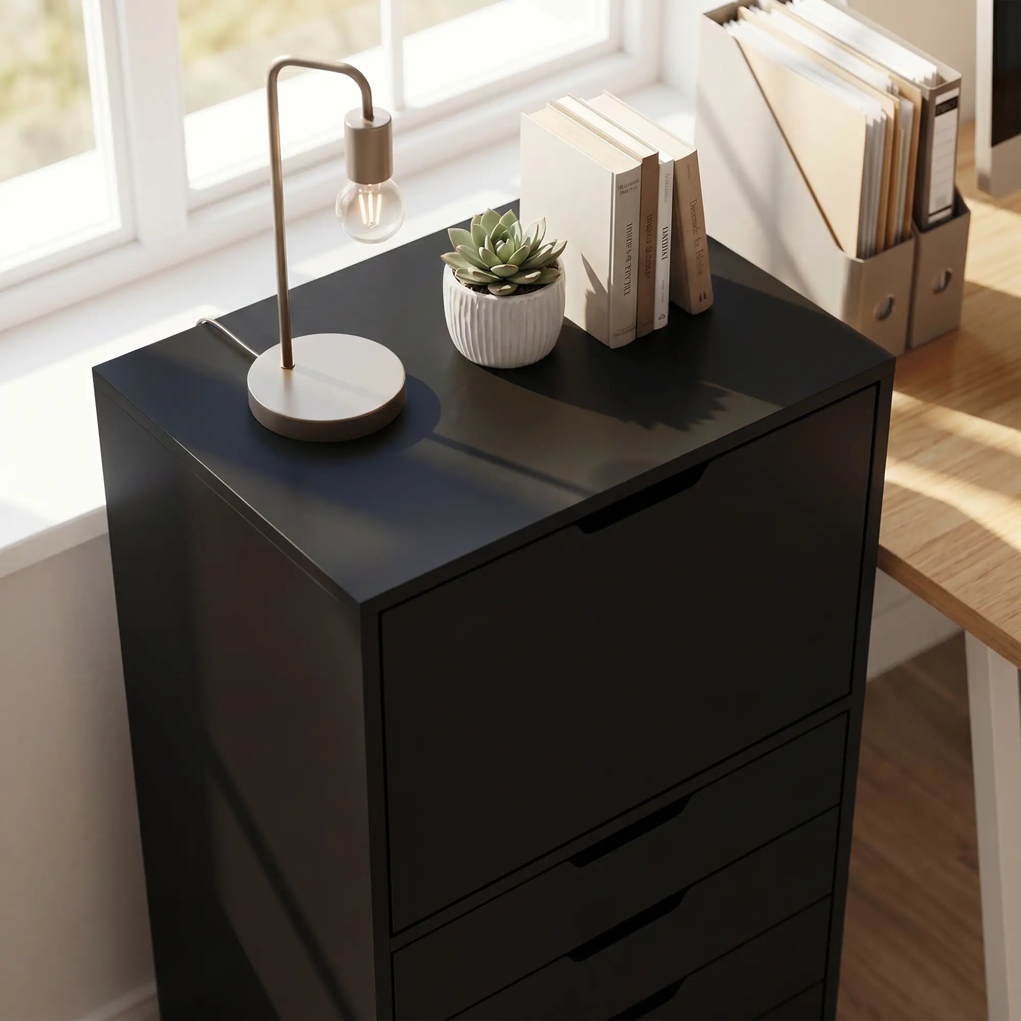 Mobile File Cabinet With 5 Drawers, Black, Black Office Cabinets & Cupboards at Gallery Canada