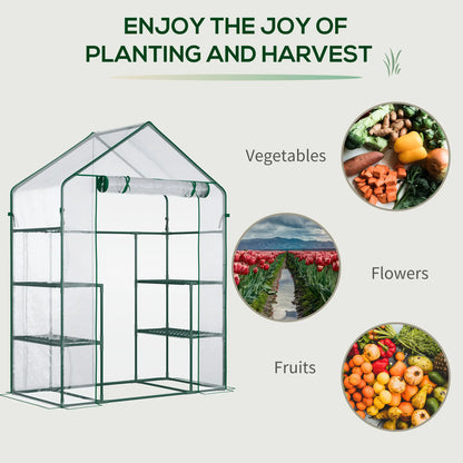 56" x 29" x 77" Walk-In Greenhouse, 4 Shelves, Roll-Up Door, Clear Mini Greenhouses at Gallery Canada