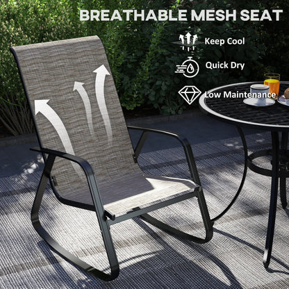 Set of 2 Patio Rocking Chairs, High Backrest, Armrests, Light Brown Outdoor Rocking Chairs at Gallery Canada
