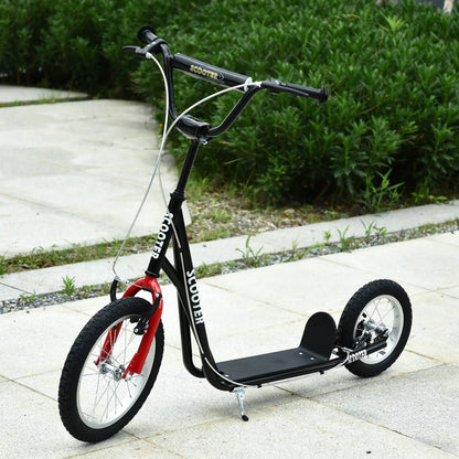 Youth Kick Scooter, Adjustable Handlebar, 16'' Inflatable Wheel, Black Scooters at Gallery Canada