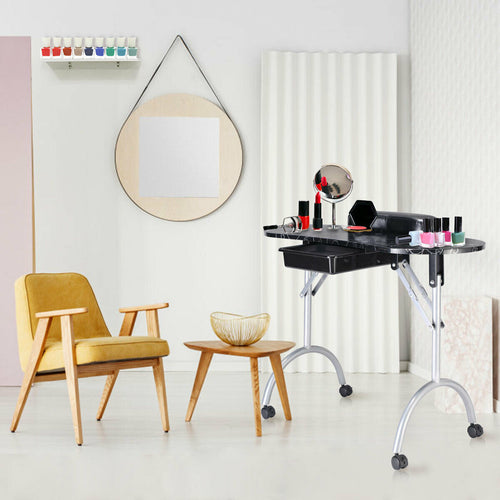 Manicure Nail Table Portable Station Desk Spa Beauty Salon Equipment 2 Color, Black