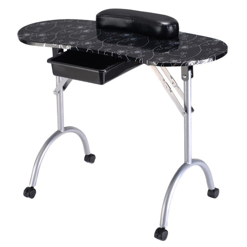 Manicure Nail Table Portable Station Desk Spa Beauty Salon Equipment 2 Color, Black