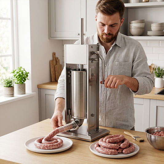 Manual Sausage Stuffer, 2 Speeds, 4 Tubes, 5 L Kitchen Tools Silver at Gallery Canada