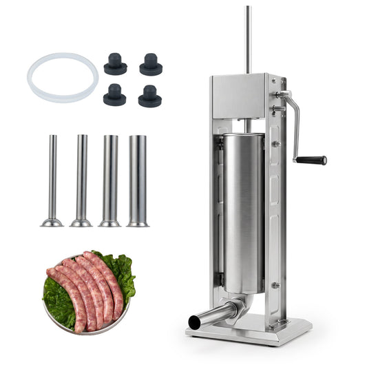 Manual Sausage Stuffer, 7L, 4 Tubes, 2 Speeds Kitchen Tools Silver at Gallery Canada
