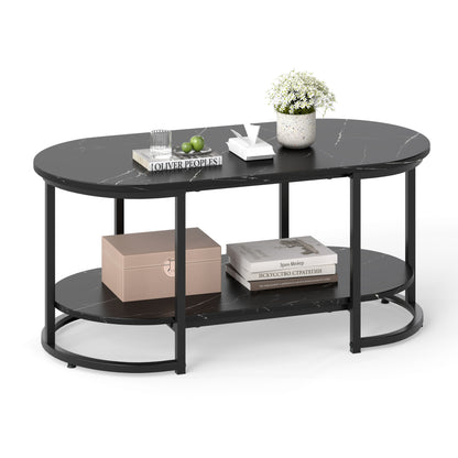 Marble Coffee Table with Open Storage Shelf, Black Coffee Tables at Gallery Canada