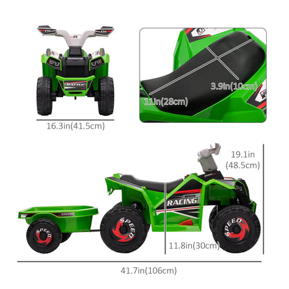 6V Electric Toy Car with Back Trailer, Forward Backward, Green Electric Ride On Toys at Gallery Canada
