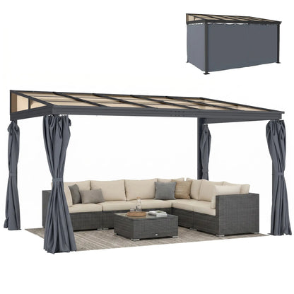 10' x 13' Hardtop Pergola, PC Roof Gazebo, Sun Shelter with Curtains Pergolas at Gallery Canada