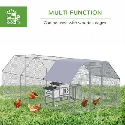 Large Metal Chicken Coop, Walk-In Enclosure, 9.2' x 18.7' x 6.5', Silver Chicken Coops at Gallery Canada
