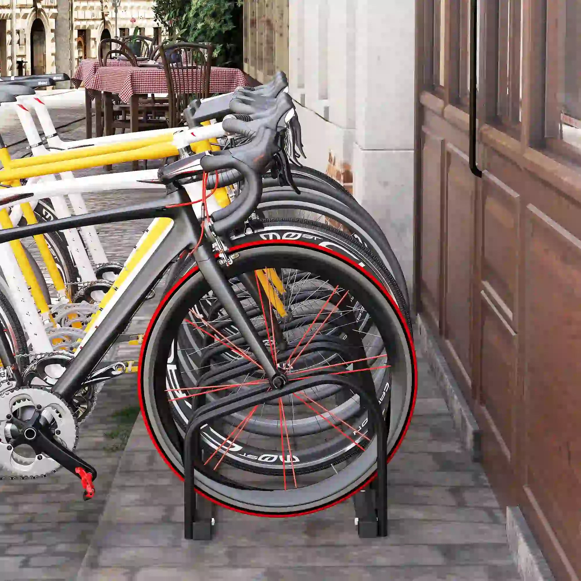 6-Bike Bicycle Floor Parking Rack, Cycling Storage Stand, Black Bike Parking Stands at Gallery Canada