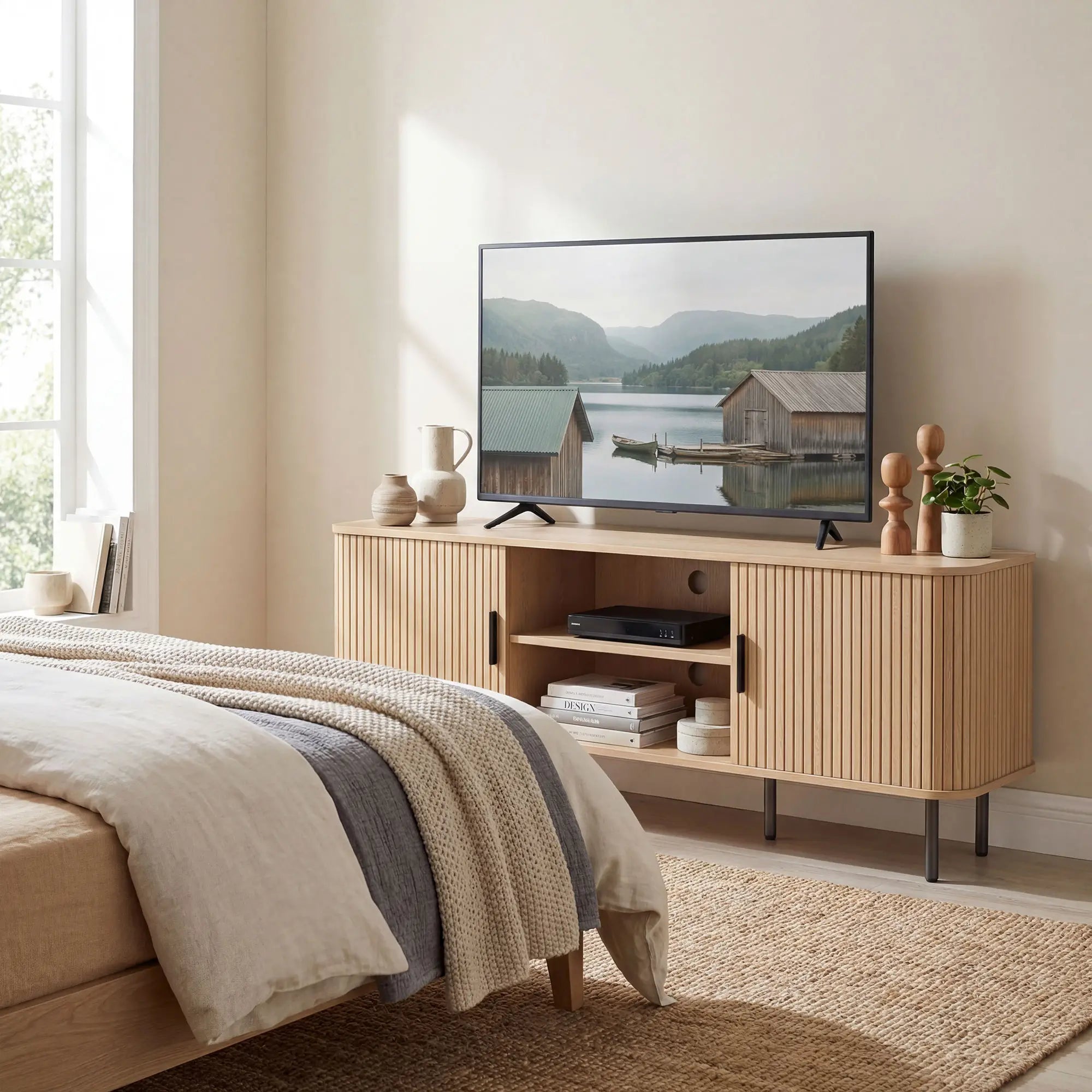 TV Stand Cabinet For 50 Inches, Storage Shelves, Oak Tone TV Stands at Gallery Canada