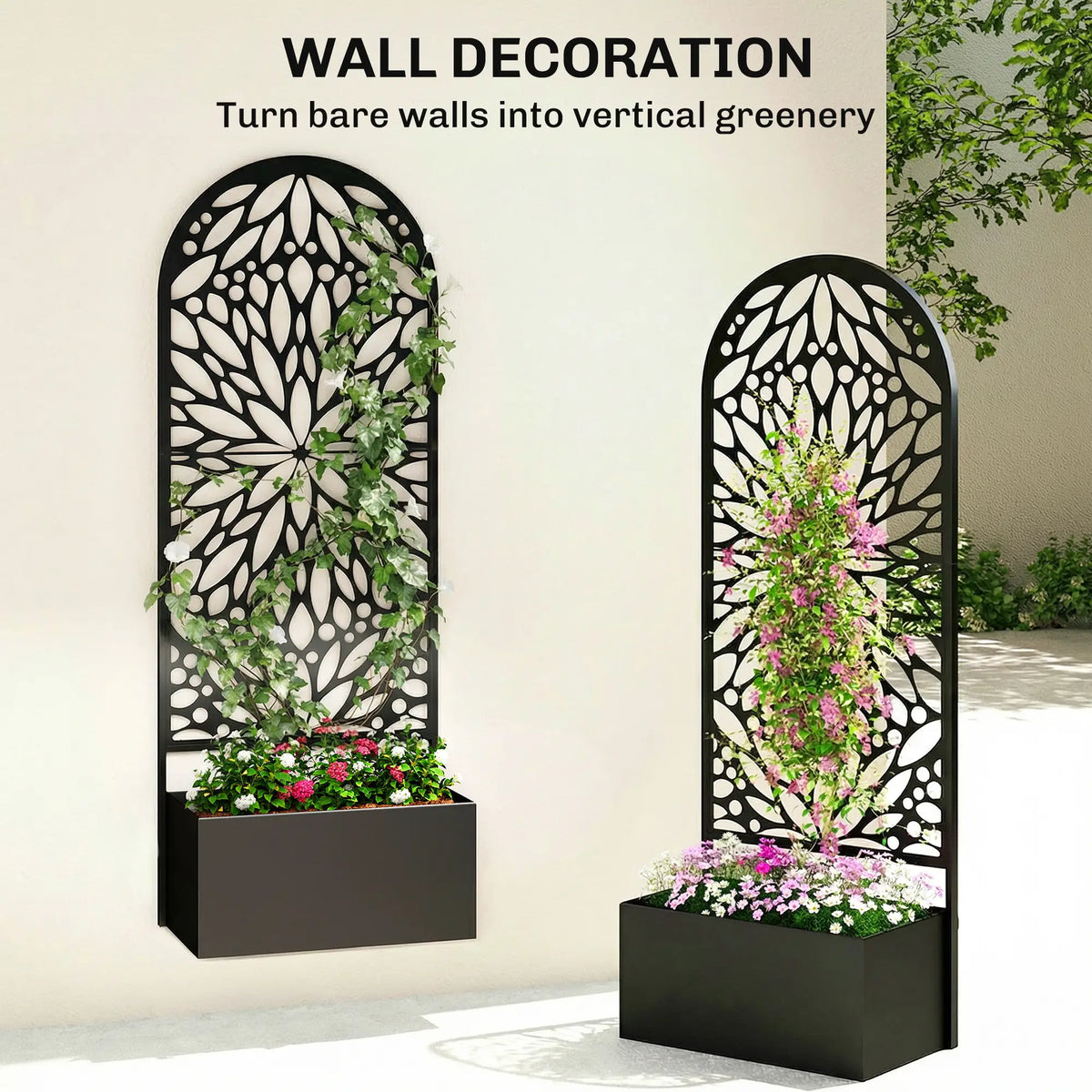 Metal Raised Garden Bed with Trellis, Freestanding Flower Bed Galvanized Planter Boxes at Gallery Canada