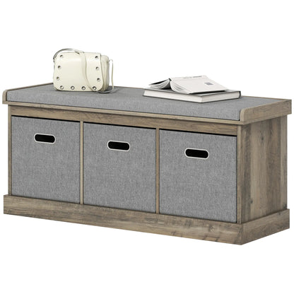 Shoe Storage Bench with Seat, 3 Fabric Drawers, Washed Grey Shoe Storage Cabinets & Racks Washed Grey at Gallery Canada