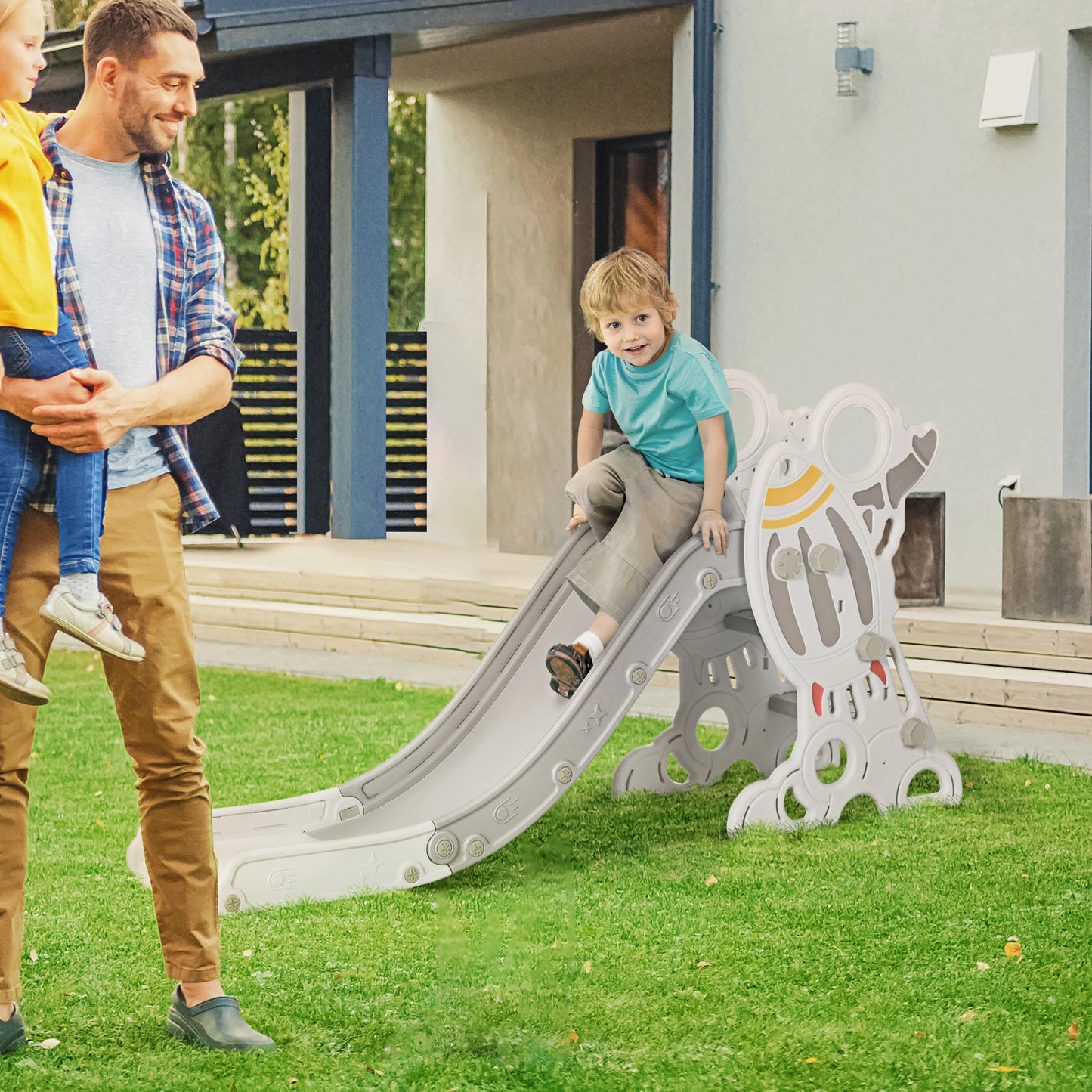 Toddler Slide Indoor, Space Theme Climber Playset, 1.5-3 Years, Grey Gym Sets & Swings at Gallery Canada