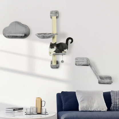 3PCs Cat Shelves, Hammock, Scratching Posts, Platforms, Grey Cat Climbing Wall at Gallery Canada
