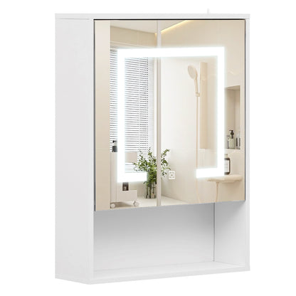 Medicine Cabinet With Mirror, 3-Color LED, Recessed Wall Mount, White Wall Cabinets White at Gallery Canada