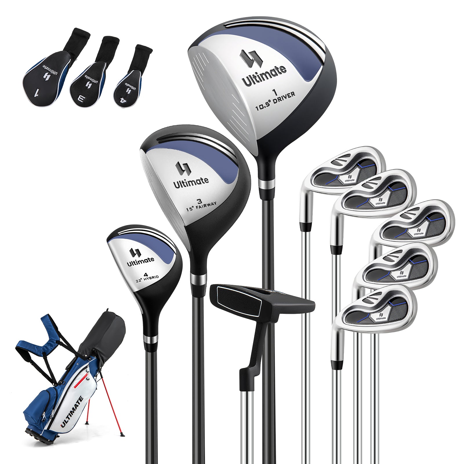 Complete Left Handed Golf Clubs Set With Stand Bag, Blue Golf Blue at Gallery Canada