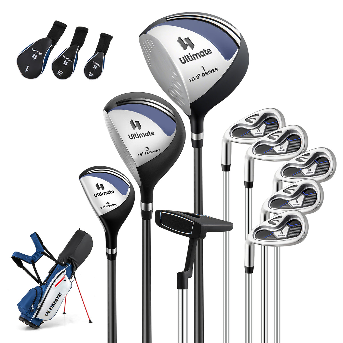 Complete Left Handed Golf Clubs Set With Stand Bag, Blue Golf Blue at Gallery Canada