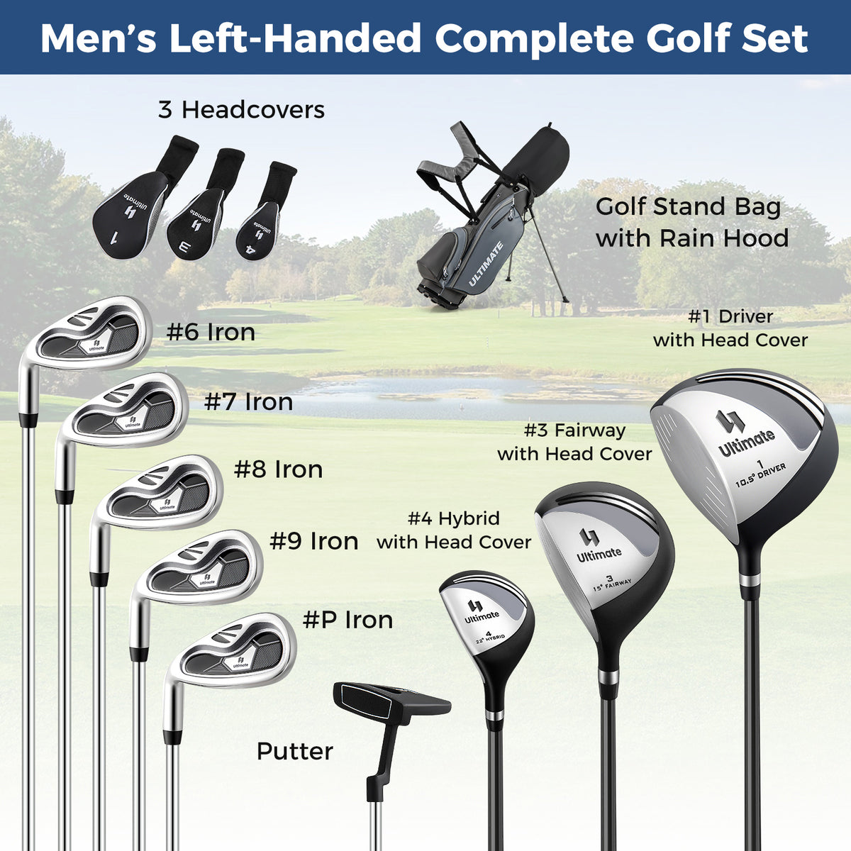 Left Handed Golf Clubs Set With Stand Bag, Lightweight Portable, Gray Golf at Gallery Canada