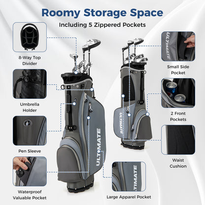 Left Handed Golf Clubs Set With Stand Bag, Lightweight Portable, Gray Golf at Gallery Canada