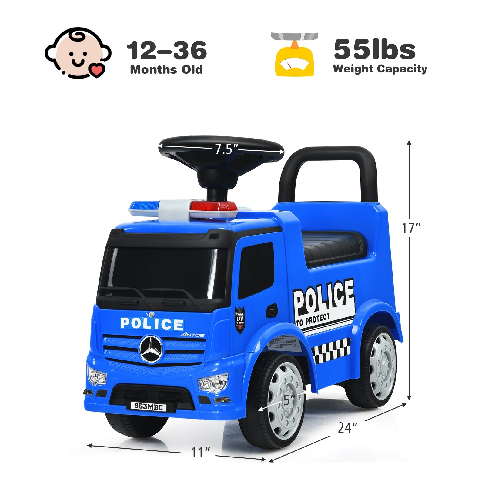 Kids Ride On Push Police Car, Blue Push & Pedal Ride On Toys at Gallery Canada