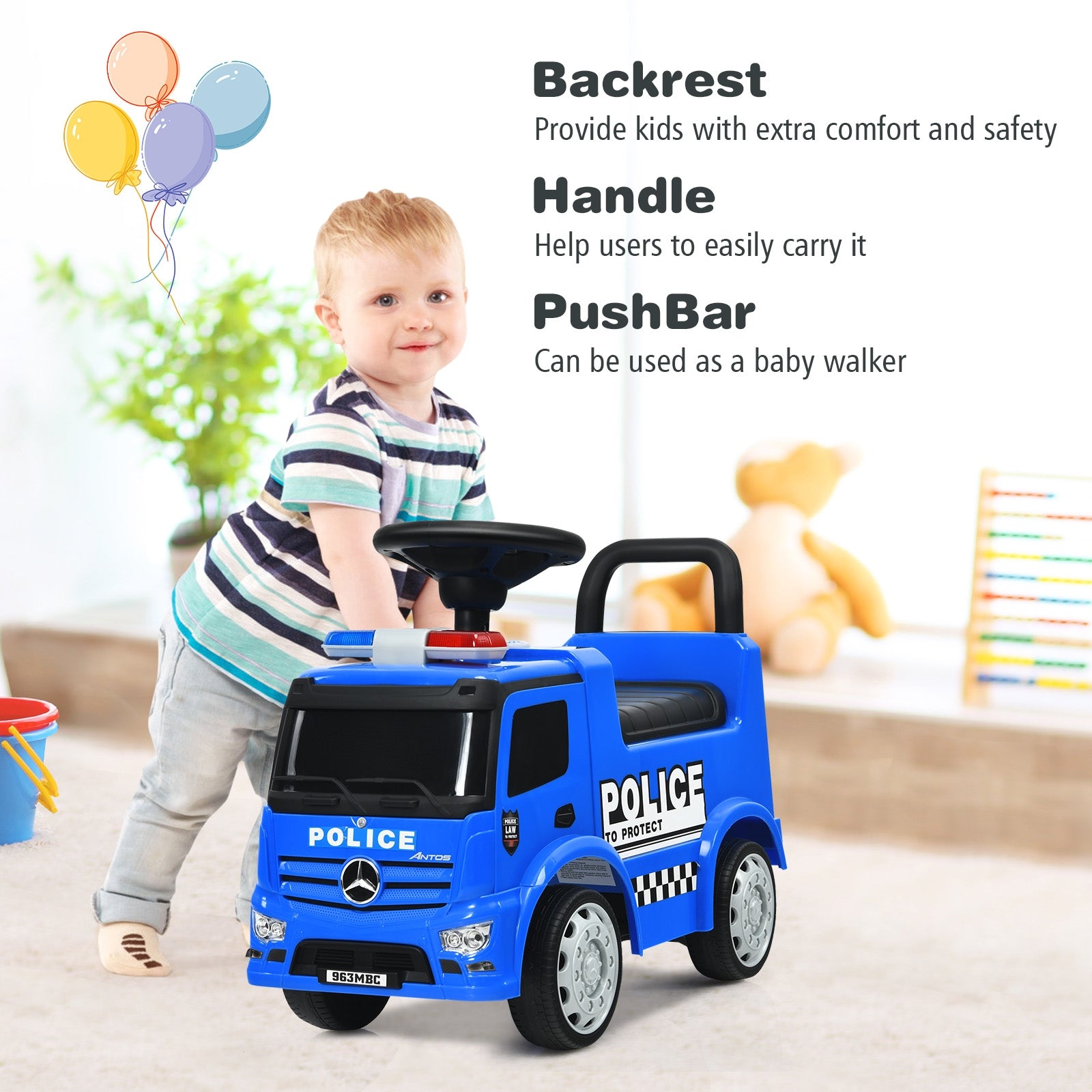 Kids Ride On Push Police Car, Blue Push & Pedal Ride On Toys at Gallery Canada