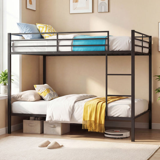 Metal Bunk Bed, Full Over Full, Safety Guardrail, Black Bunk Bed Frame Black at Gallery Canada