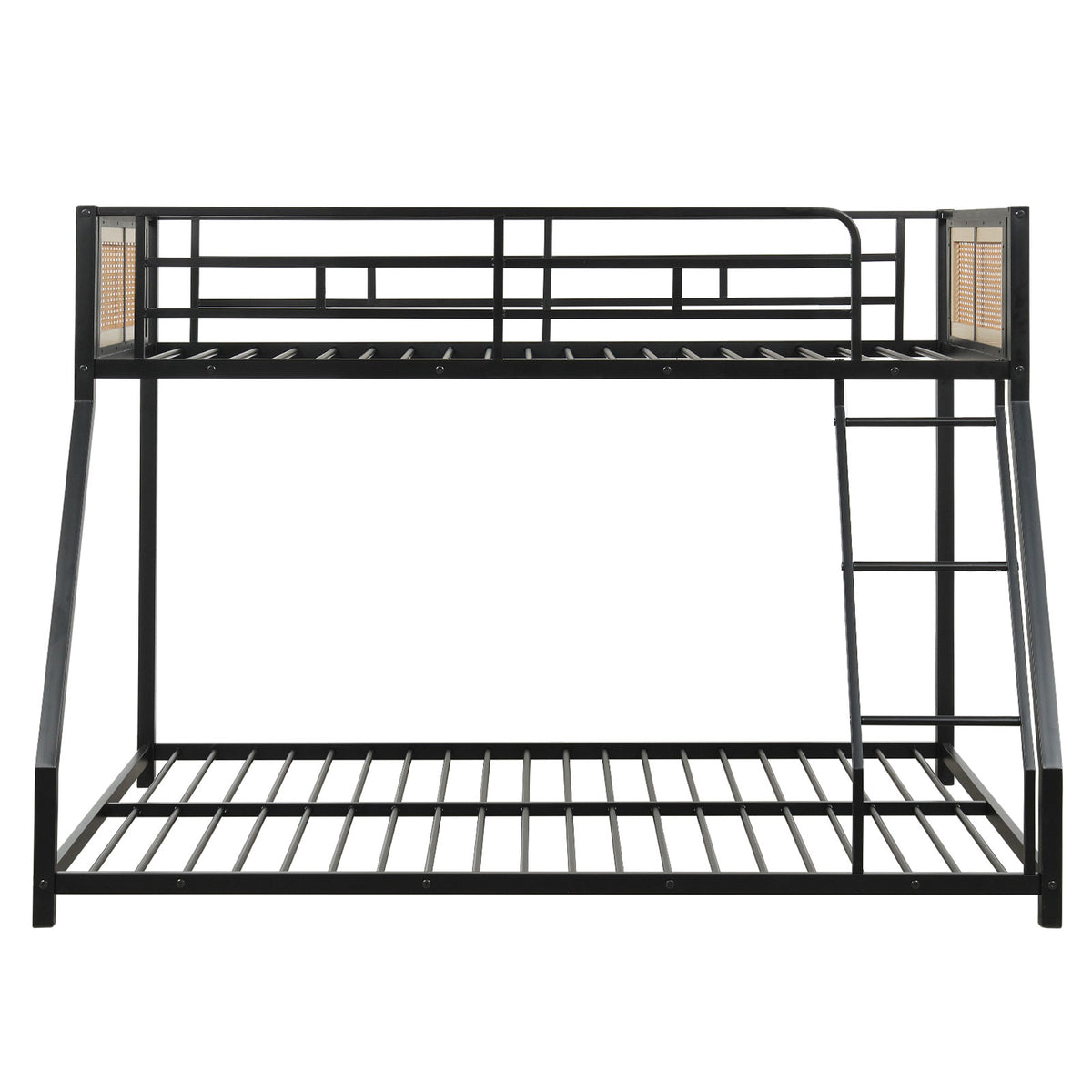 Metal Bunk Bed, Twin Over Full Size, Full Guardrail, Ramp Ladder, Black Toddler Beds at Gallery Canada