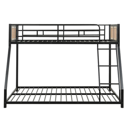Metal Bunk Bed, Twin Over Full Size, Full Guardrail, Ramp Ladder, Black Toddler Beds at Gallery Canada