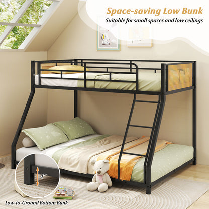 Metal Bunk Bed, Twin Over Full Size, Full Guardrail, Ramp Ladder, Black Toddler Beds at Gallery Canada
