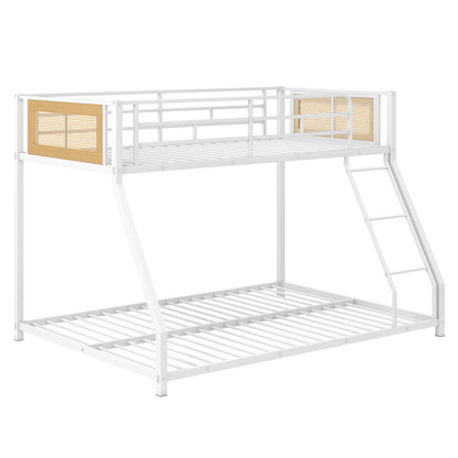 Metal Bunk Bed, Twin Over Full, Full Safety Guardrail, Ramp Ladder, White Toddler Beds White at Gallery Canada