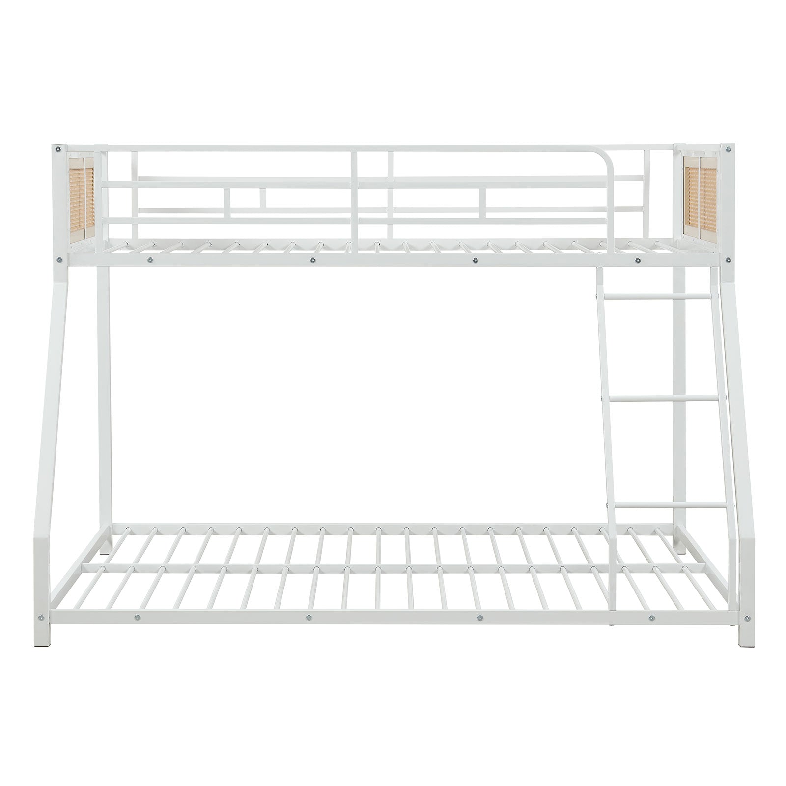 Metal Bunk Bed, Twin Over Full, Full Safety Guardrail, Ramp Ladder, White Toddler Beds at Gallery Canada