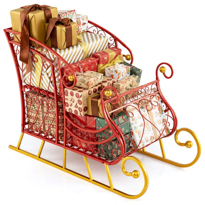 Metal Christmas Santa Sleigh Basket, 2-Tier Xmas Gift Storage Christmas Decor & Accessories at Gallery Canada