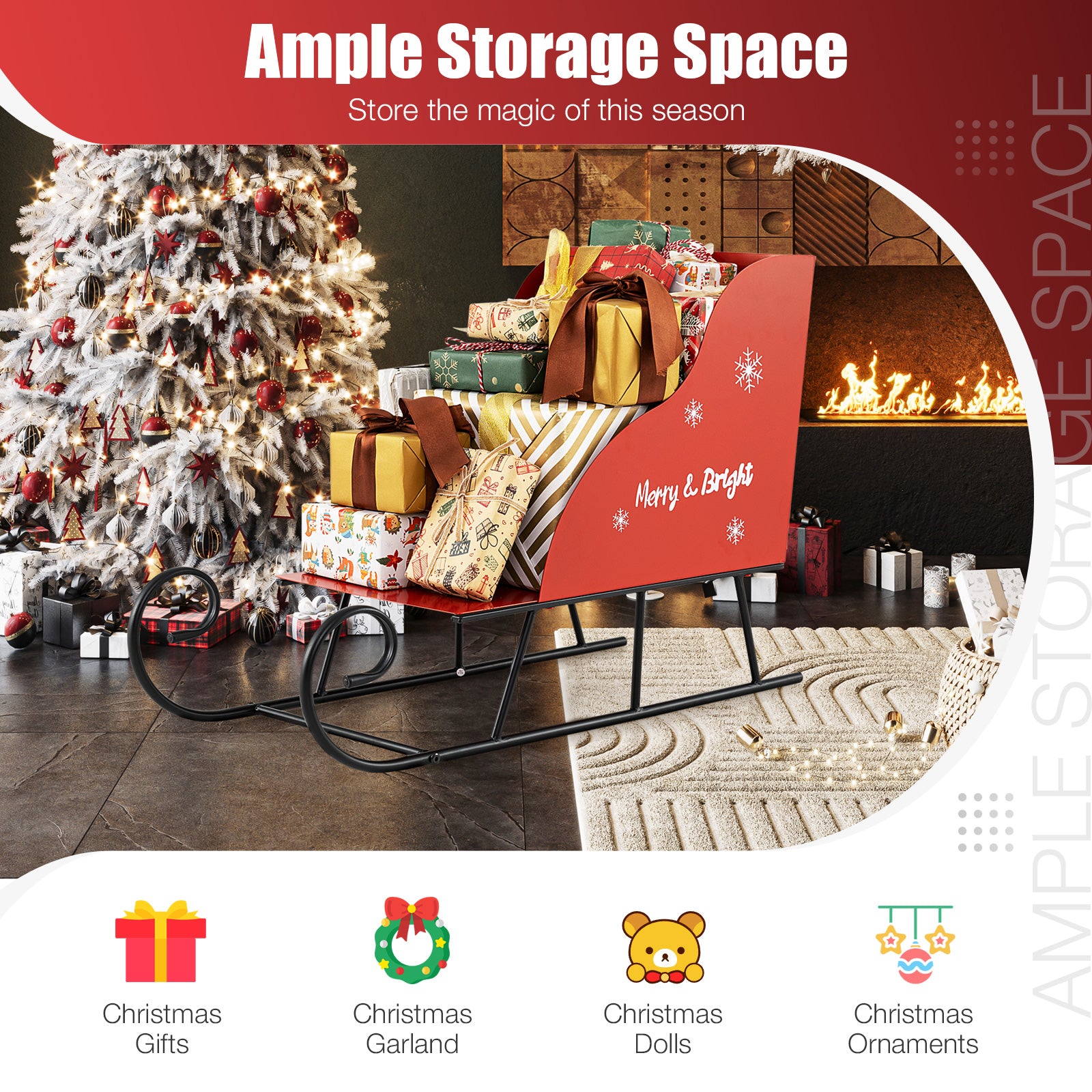 Metal Christmas Santa Sleigh Basket, Gift Storage Sleigh Christmas Decor & Accessories at Gallery Canada