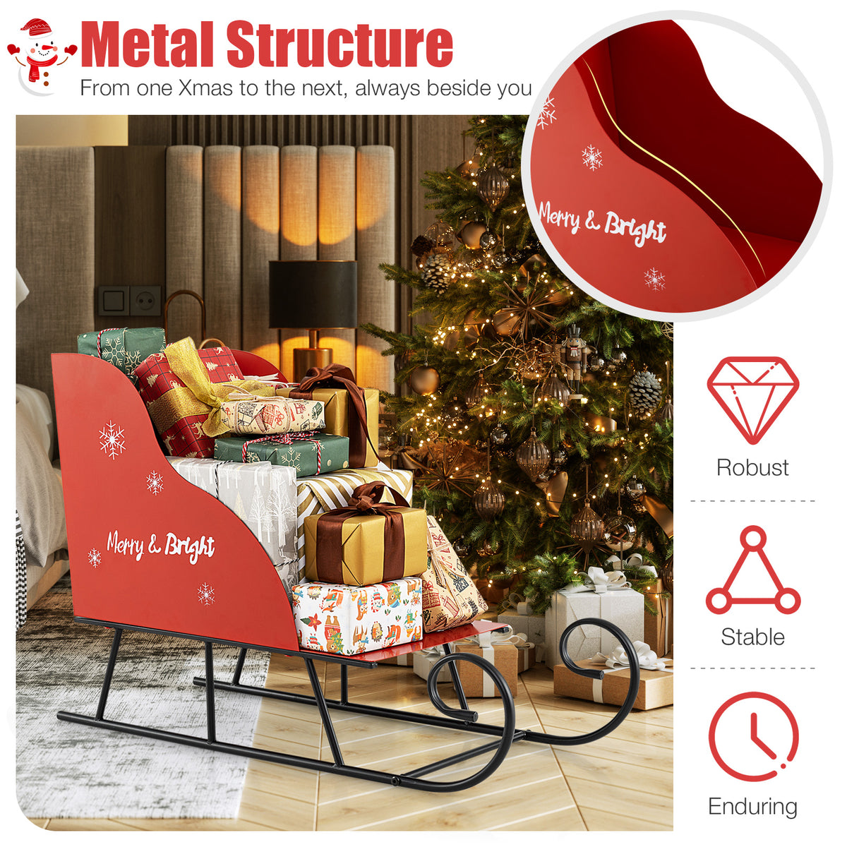 Metal Christmas Santa Sleigh Basket, Gift Storage Sleigh Christmas Decor & Accessories at Gallery Canada
