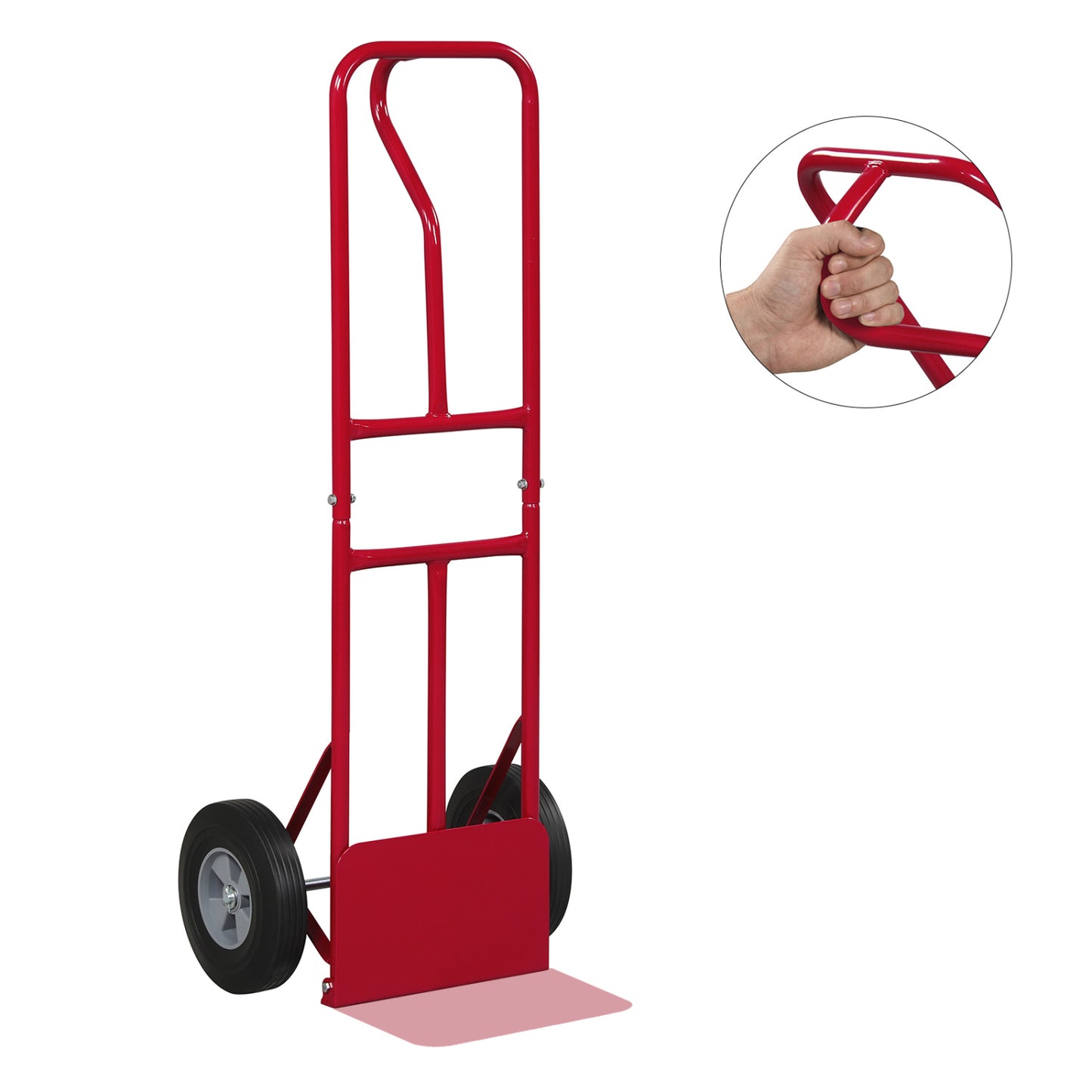 Metal Hand Truck, Heavy-Duty 600 LBS, 10inch Rubber Wheels, Red Garages at Gallery Canada