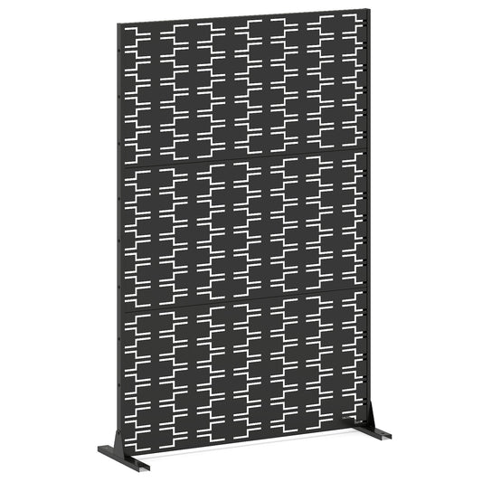 Metal Privacy Screen, 72 x 48 Inch, Freestanding Fence Panel, Black Room Dividers Black at Gallery Canada