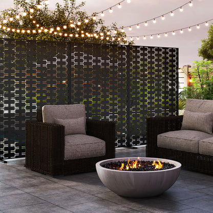 Metal Privacy Screen, 72 x 48 Inch, Freestanding Fence Panel, Black Room Dividers at Gallery Canada