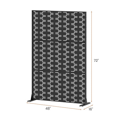 Metal Privacy Screen, 72 x 48 Inch, Freestanding Fence Panel, Black Room Dividers at Gallery Canada