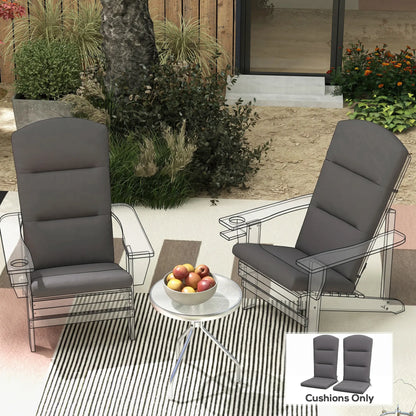 Adirondack Chair Replacement Cushion, With Back And Ties, Dark Grey
