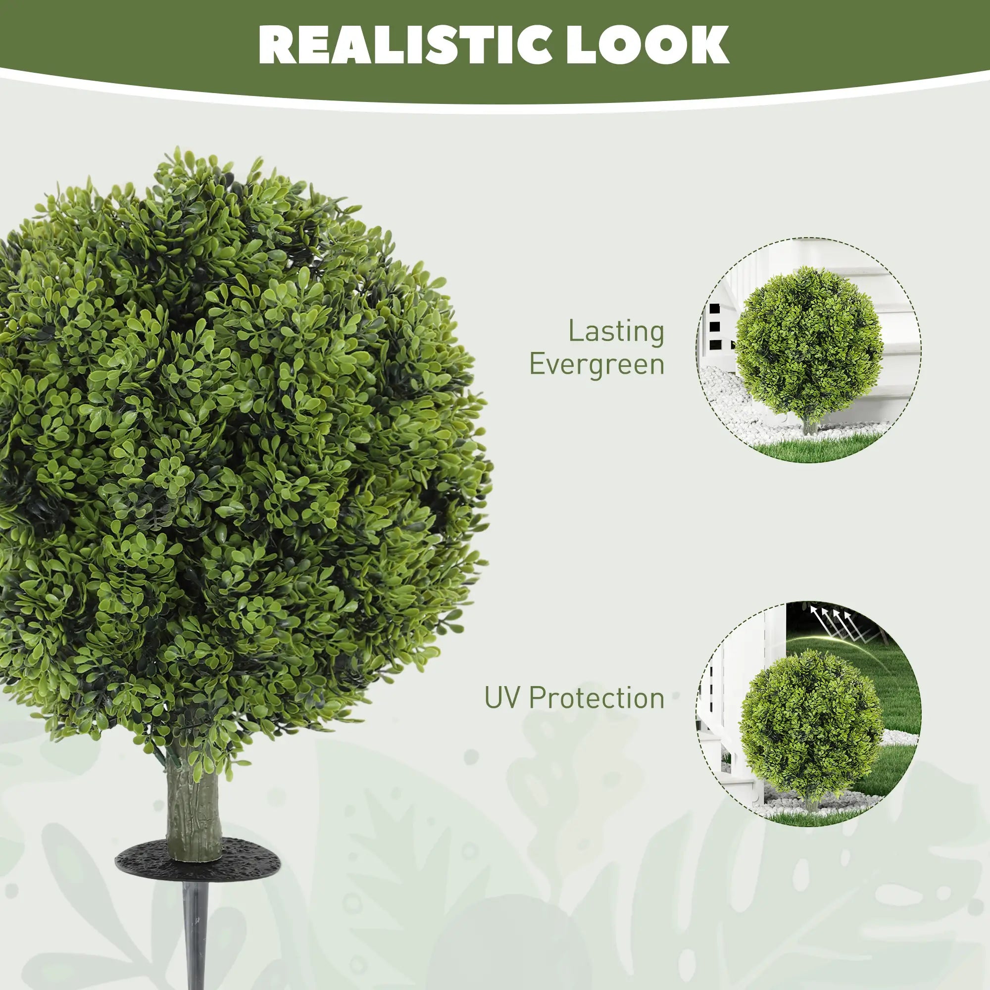 Artificial Boxwood Topiary Trees, Set of 2, UV Resistant, Indoor Outdoor, Green Artificial Trees at Gallery Canada