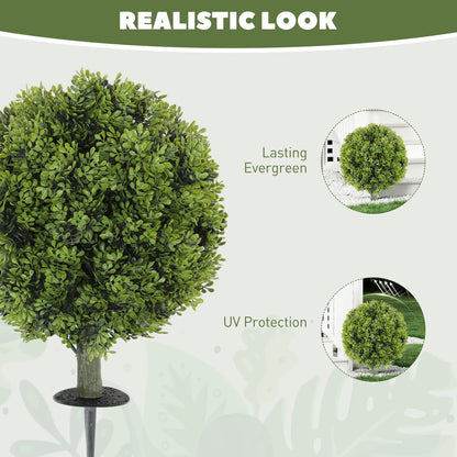 Artificial Boxwood Topiary Trees, Set of 2, UV Resistant, Indoor Outdoor, Green Artificial Trees at Gallery Canada