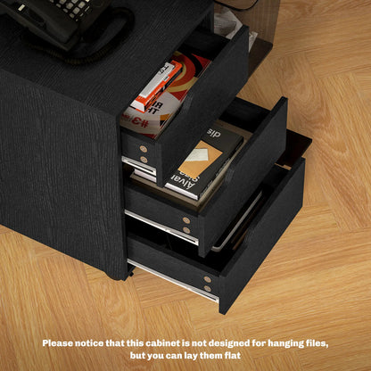 3 Drawer File Cabinet, Vertical with Wheels, Mobile Printer Stand, Black Office Cabinets & Cupboards at Gallery Canada