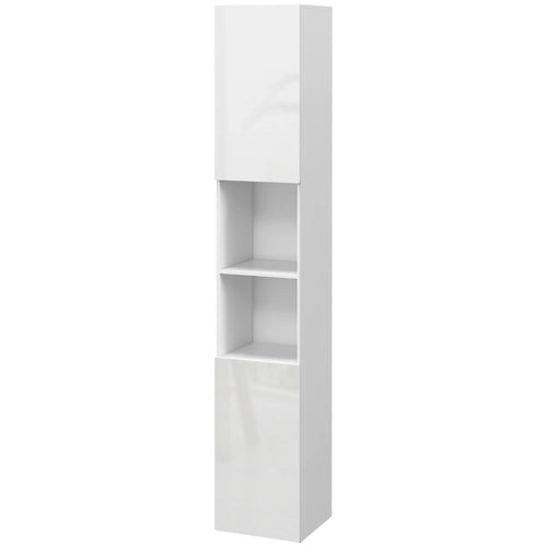 Tall Bathroom Cabinet, High Gloss Storage, Adjustable Shelves, 11.8