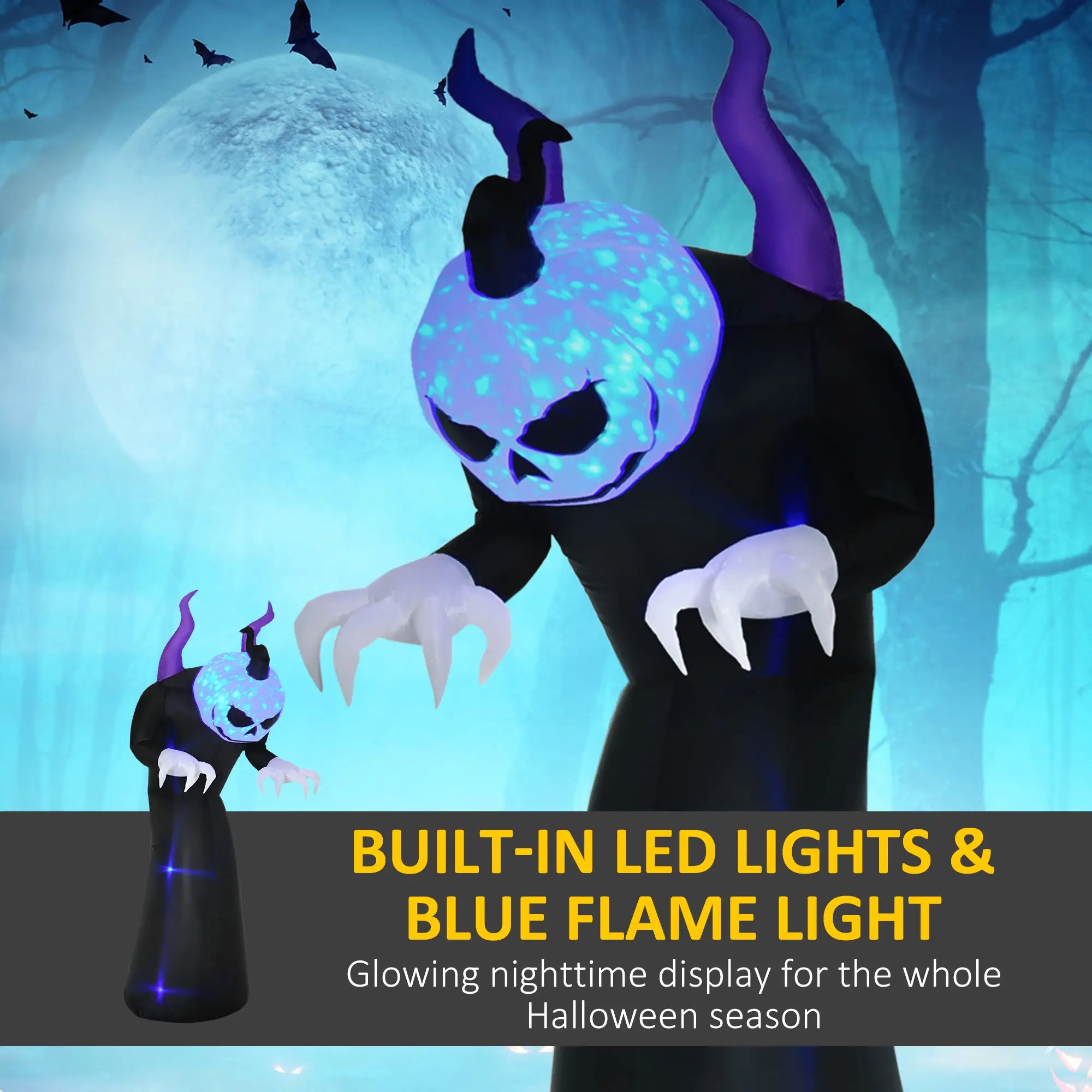 7ft Inflatable Halloween Ghost with Horns, LED Flame Effect, Outdoor Yard Display Halloween Decorations at Gallery Canada