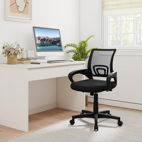 Mid-Back Mesh Office Chair Ergonomic Computer Chair with Lumbar Support, Black